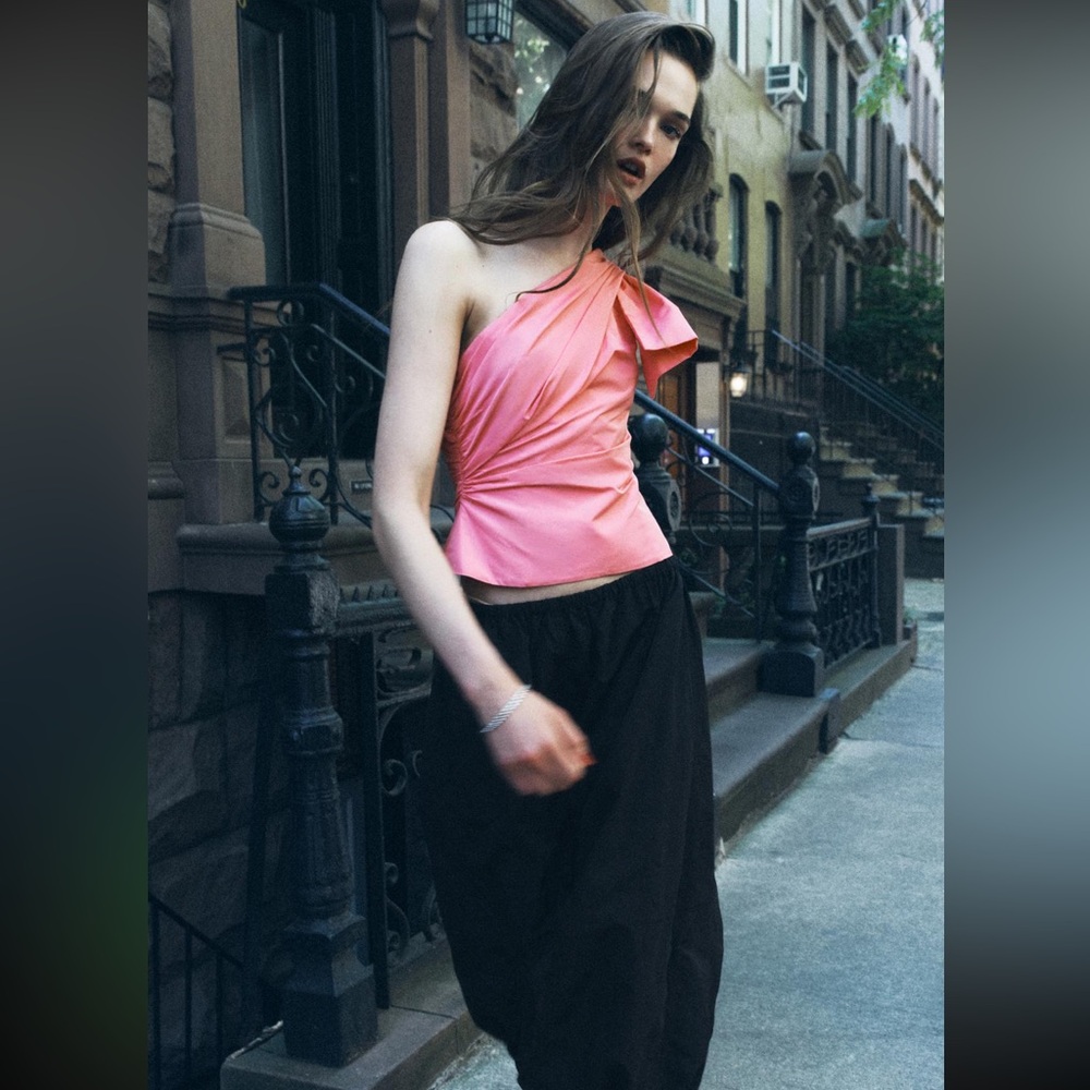 ZARA TAFFETA BOW TOP